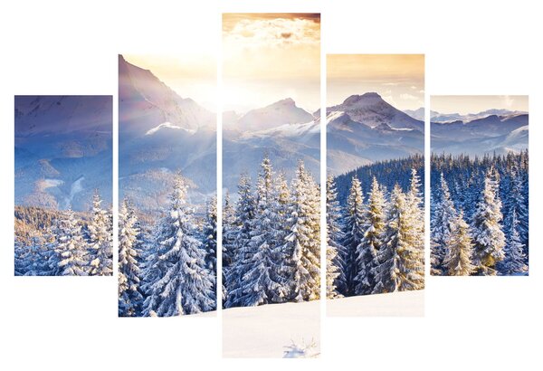 Slika - Planinski krajolik zimi (150x105 cm)