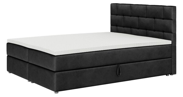 Bračni krevet Boxspring 140x200 cm Waller (s podnicom i madracem) (crna)