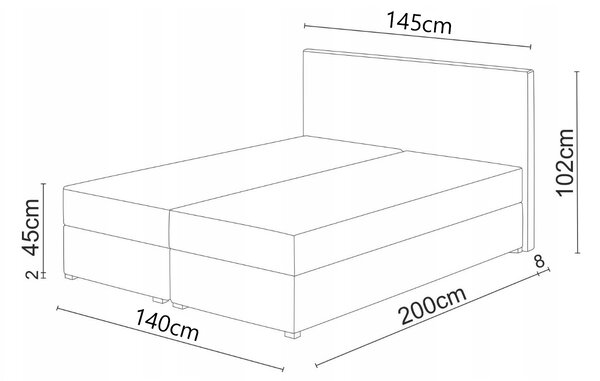 Bračni krevet Boxspring 140x200 cm Waller (s podnicom i madracem) (siva)