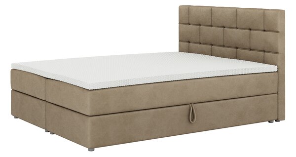 Bračni krevet Boxspring 140x200 cm Waller (s podnicom i madracem) (smeđa)