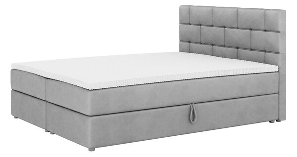 Bračni krevet Boxspring 140x200 cm Waller (s podnicom i madracem) (siva)