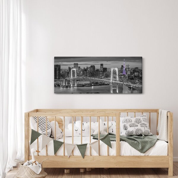 Slika - Veliki grad s ljubičastim tornjem (120x50 cm)