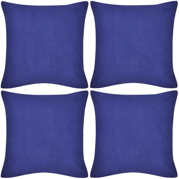 VidaXL 130919 4 Blue Cushion Covers Cotton 40 x 40 cm
