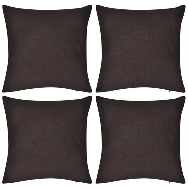 VidaXL 130914 4 Brown Cushion Covers Cotton 50 x 50 cm