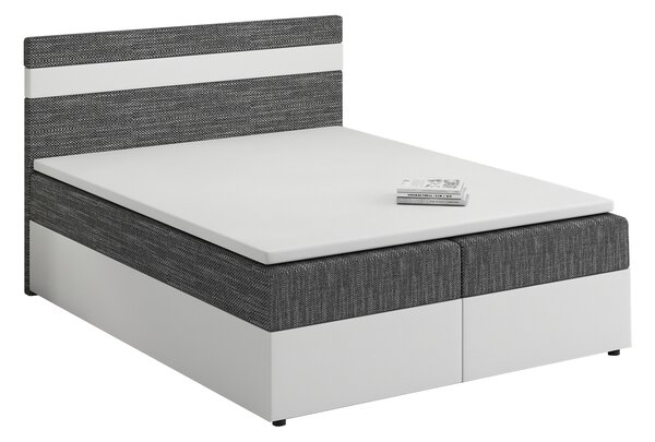 Zondo Bračni krevet Boxspring 140x200 cm Mimosa (s podnicom i madracem) (bijela + tamno siva). 1007800