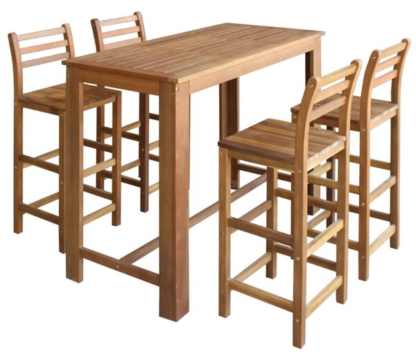 VidaXL Barski stol i stolice set 5 komada od masivnog drva akacije