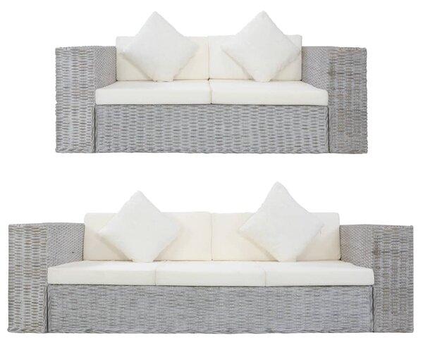 VidaXL 2-dijelni set sofa od prirodnog ratana s jastucima sivi