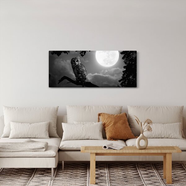 Slika - Noćna ptica, crno-bijela (120x50 cm)