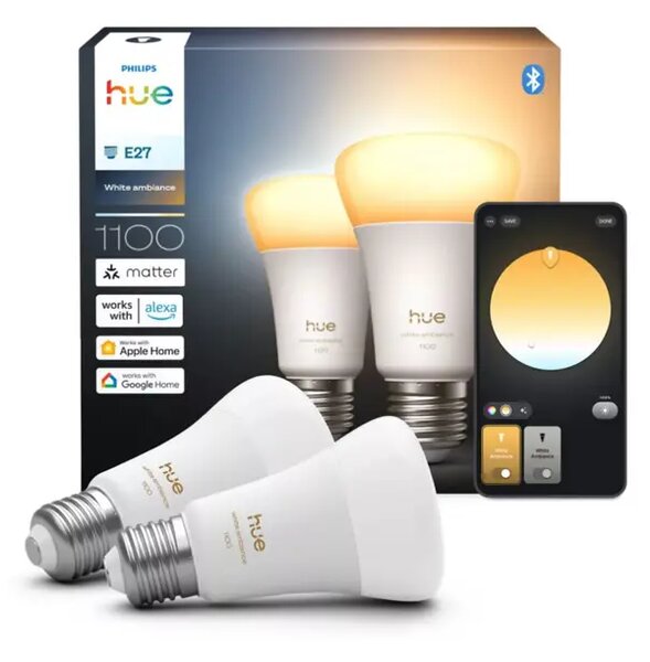 PHILIPS HUE pametna LED žarulja White Ambiance 1100 A60 E27 (2 kom) 8720169364868