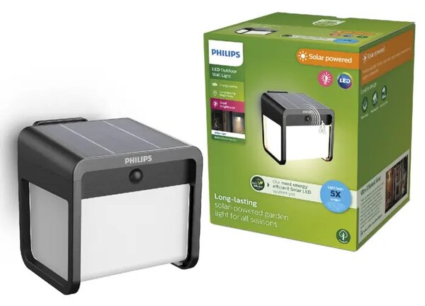 PHILIPS solarna LED svjetiljka EZRA White Ambiance kvadratna 30K crna IR 8720169362062
