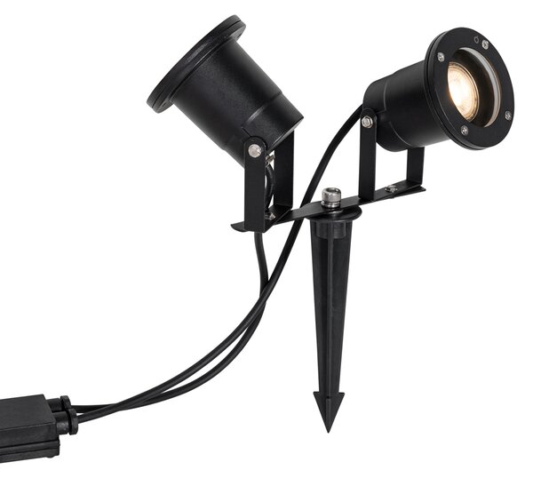 Moderna vrtna reflektorska svjetiljka crna uklj. kabel i utikač 150 cm 2-svjetla IP65 - Basic