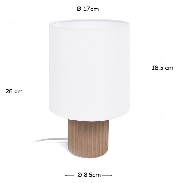 Stolna lampa s tekstilnim sjenilom u bijeloj prirodnoj boji (visina 28 cm) Eshe - Kave Home