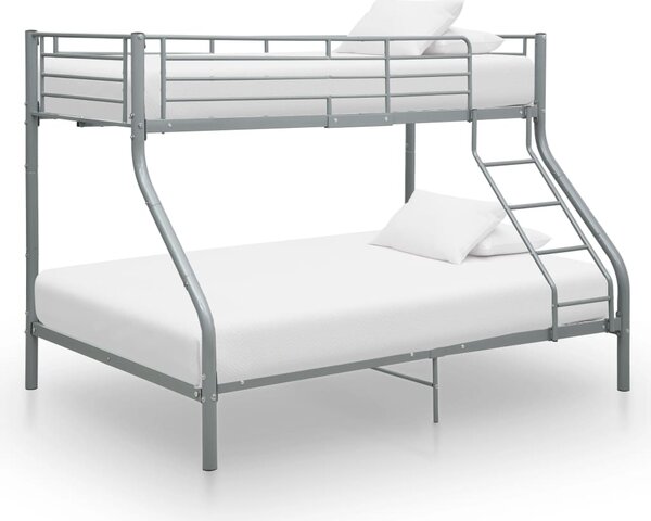 VidaXL Okvir za krevet na kat sivi metalni 140 x 200 / 90 x 200 cm