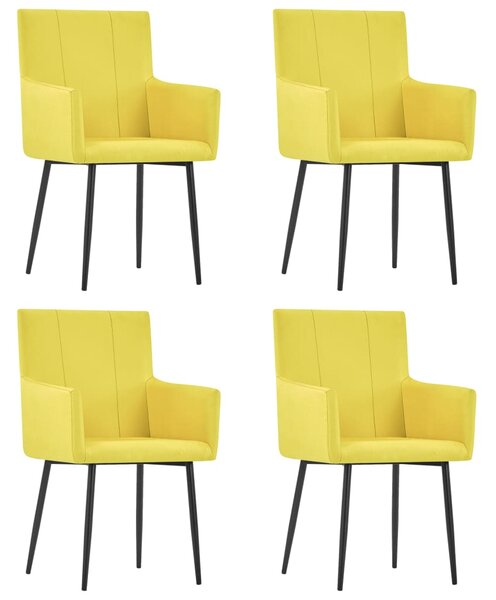 VidaXL Blagovaonske stolice s naslonima za ruke 4 kom žute od tkanine