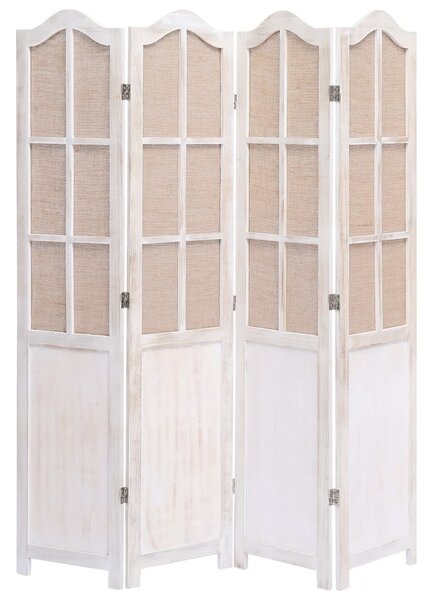 VidaXL Sobna pregrada s 4 panela od tkanine bijela 140 x 165 cm