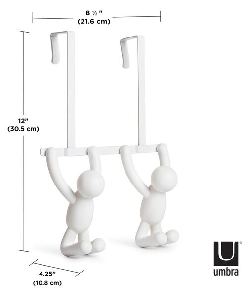 Bijela plastična vješalica za vrata 22 cm Buddy - Umbra
