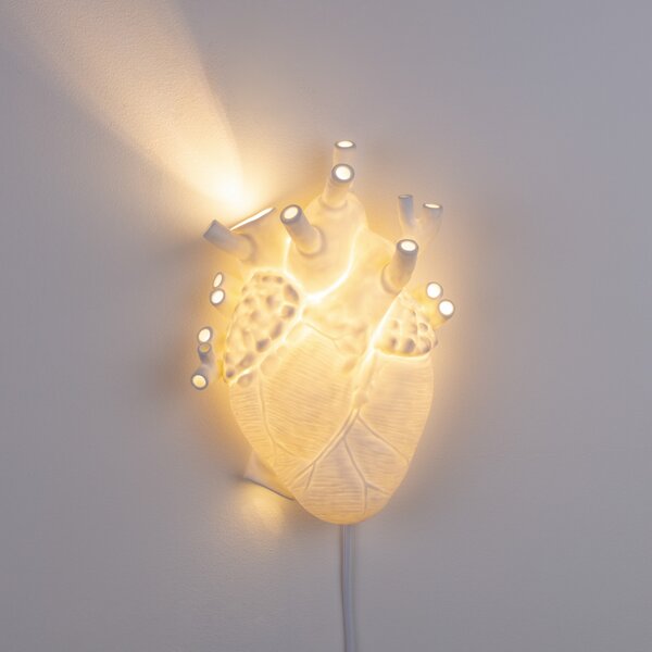 Zidne Svjetiljka SELETTI, Heart Lamp, Bijela, Dnevna soba, Keramika, Dizajn
