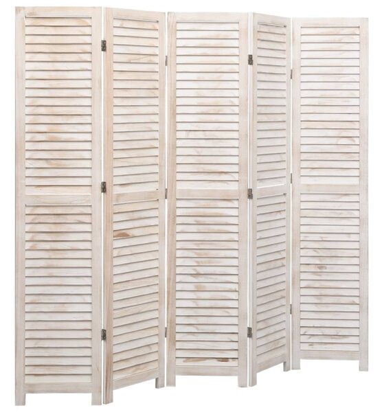 VidaXL Sobna pregrada s 5 panela bijela 175 x 165 cm drvena