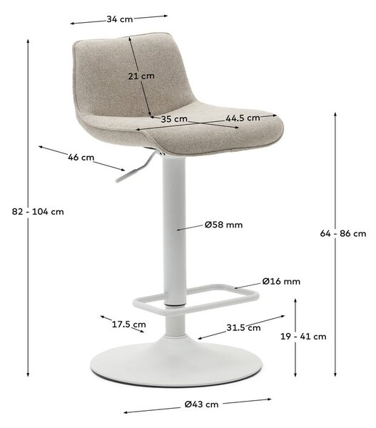 Bež barske stolice u setu 2 kom 103 cm Zenda – Kave Home