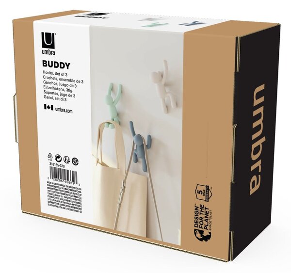 Zidne plastične kuke u setu od 3 kom Buddy - Umbra