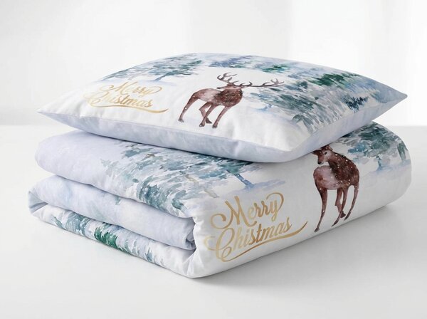 Posteljina od mikrosatena DEER SEASON bijela + navlaka za jastučnicu 45 x 45 cm besplatno Dimenzije posteljine: 70 x 90 cm | 140 x 200 cm
