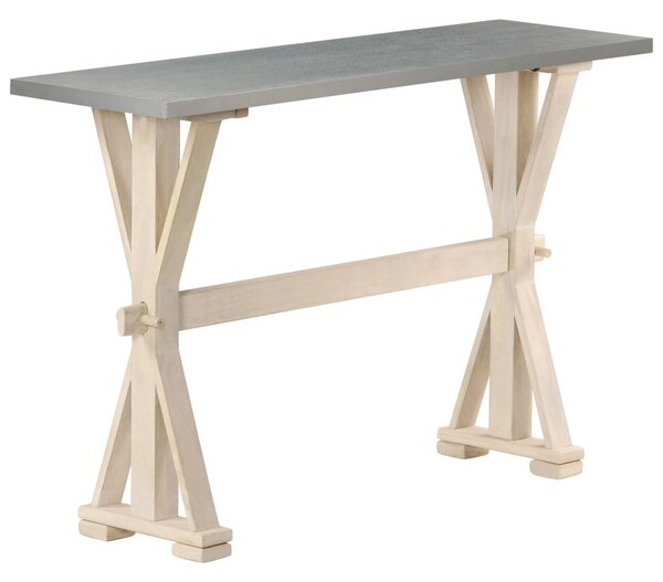 VidaXL Konzolni stol s vrhom od cinka 118x35x76 cm masivno drvo manga