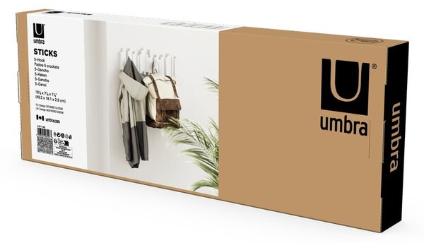 Bijela plastična zidna vješalica Sticks - Umbra