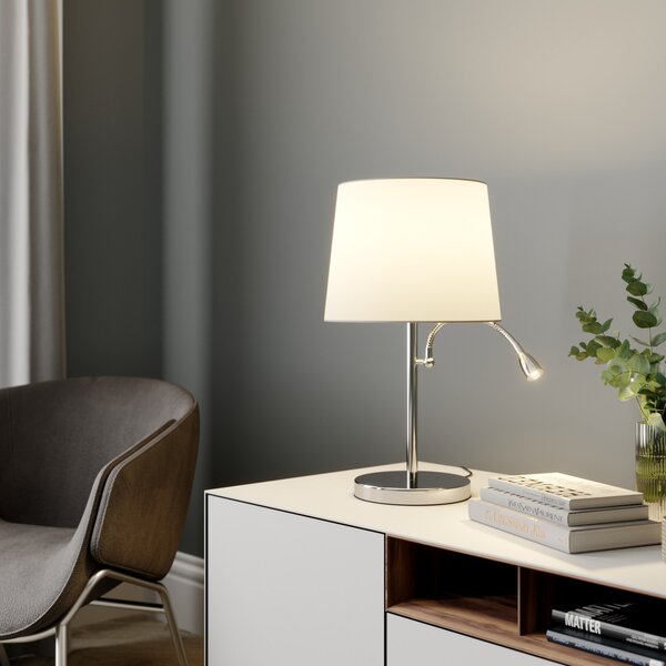 Stolne Lampa Lindby, Benjiro, Metalik, Dnevna soba, Tkanina / tekstil, Moderan
