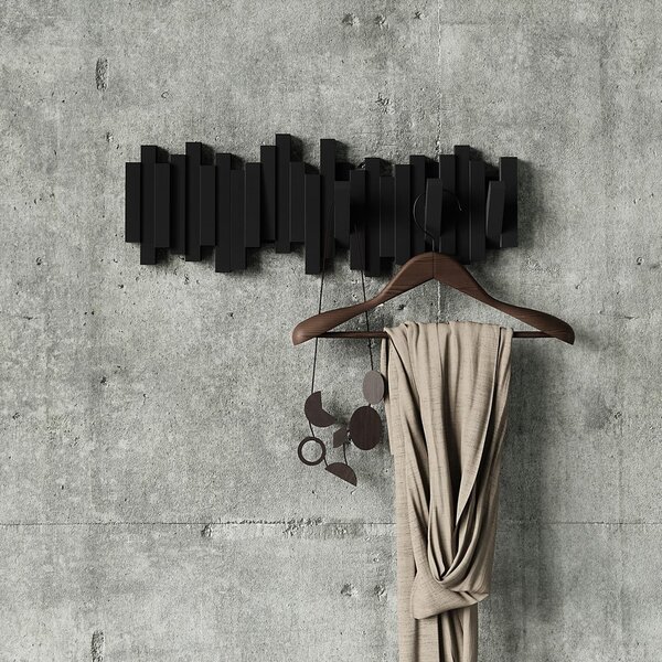 Crna plastična zidna vješalica Sticks - Umbra