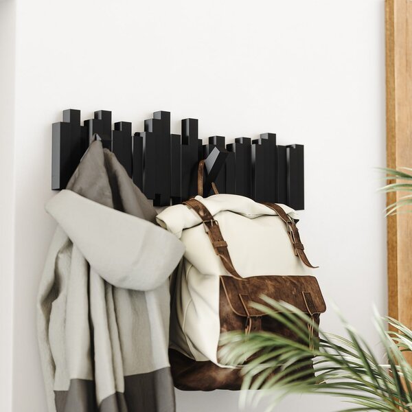 Crna plastična zidna vješalica Sticks - Umbra