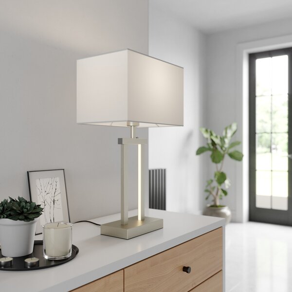 Stolne Lampa Lindby, Sigurd, prigušiv, Metalik, Dnevna soba, Tkanina / tekstil, Moderan