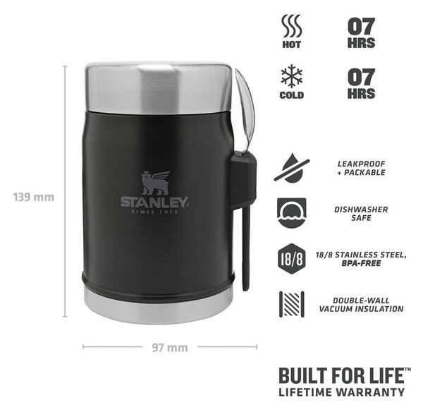 Crna termosica od nehrđajućeg čelika za hranu 400 ml Legendary Classic Black – Stanley