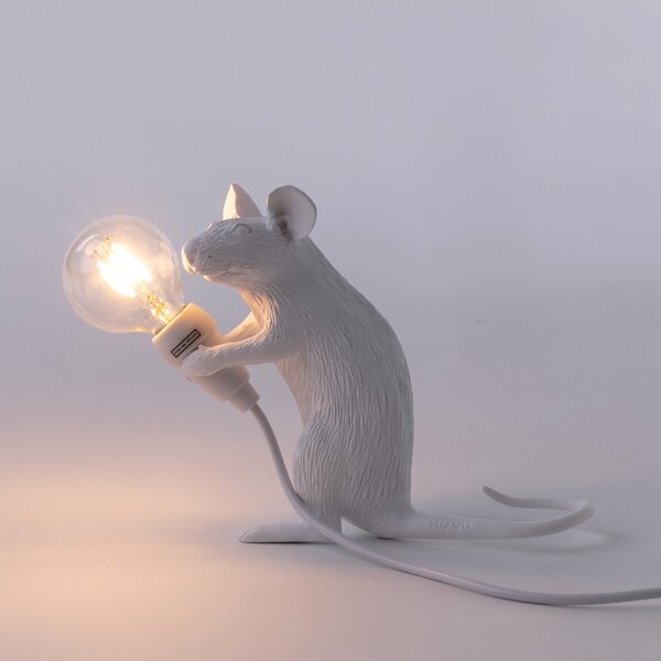 Stolne Lampa SELETTI, Mouse Lamp Valentine, Bijela, Dnevna soba, Plastika, Dizajn