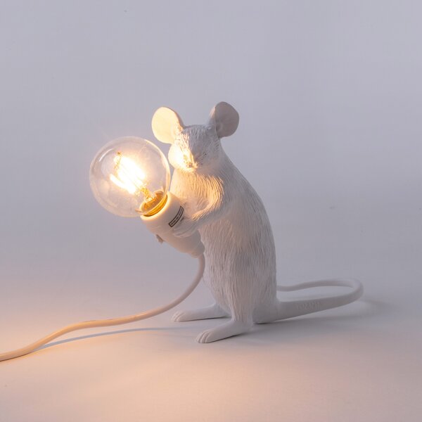 Stolne Lampa SELETTI, Mouse Lamp Valentine, Bijela, Dnevna soba, Plastika, Dizajn