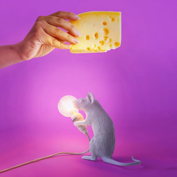 Stolne Lampa SELETTI, Mouse Lamp Valentine, Bijela, Dnevna soba, Plastika, Dizajn