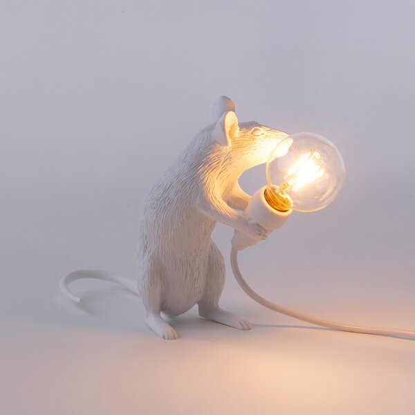 Stolne Lampa SELETTI, Mouse Lamp Valentine, Bijela, Dnevna soba, Plastika, Dizajn
