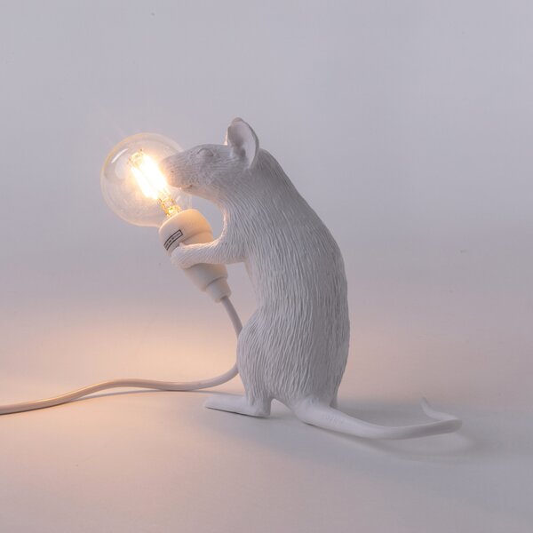Stolne Lampa SELETTI, Mouse Lamp Valentine, Bijela, Dnevna soba, Plastika, Dizajn