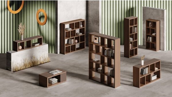Biblioteka u dekoru oraha u prirodnoj boji 70x198 cm Berlin – TemaHome