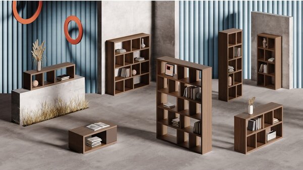 Smeđa biblioteka u dekoru oraha 150x83 cm Berlin – TemaHome