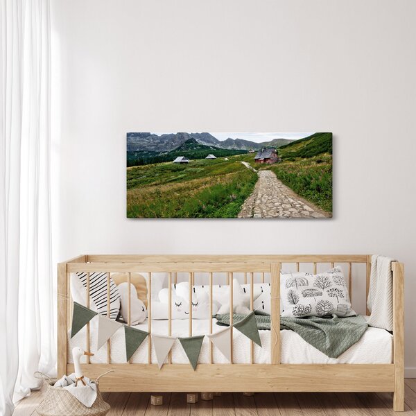 Slika - Planinski krajolik s kućama (120x50 cm)