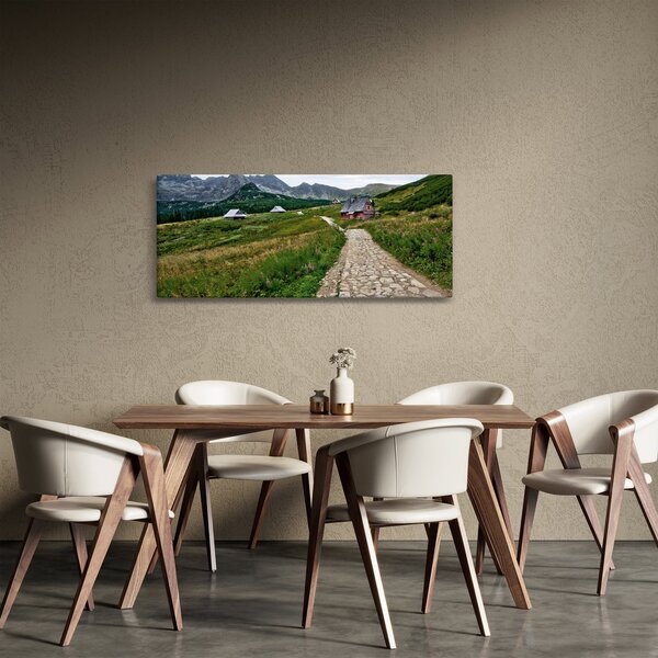 Slika - Planinski krajolik s kućama (120x50 cm)