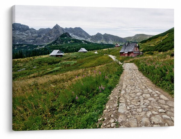 Slika - Planinski krajolik s kućama (70x50 cm)