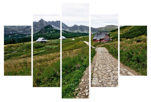 Slika - Planinski krajolik s kućama (150x105 cm)
