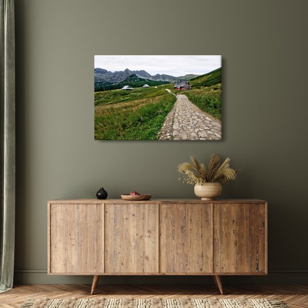 Slika - Planinski krajolik s kućama (90x60 cm)