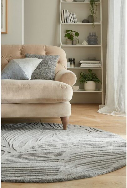 Sivi vuneni okrugli tepih ø 160 cm Leaf - Flair Rugs