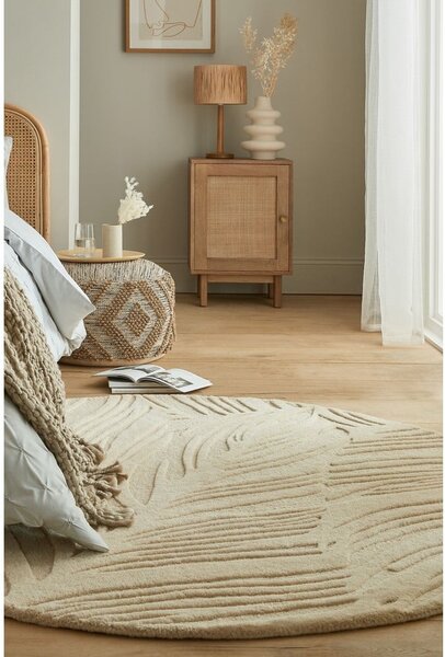 Bež vuneni okrugli tepih ø 160 cm Leaf - Flair Rugs