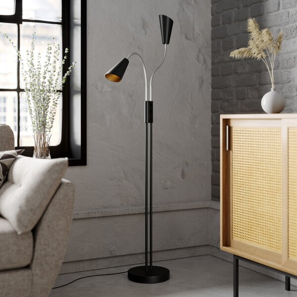 Podne Lampa Lucande, Medira, Crno, Dnevna soba, Metal, Moderan