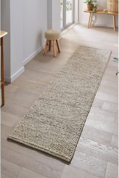 Svijetlo siva ručno rađena staza od mješavine vune 60x230 cm Minerals – Flair Rugs