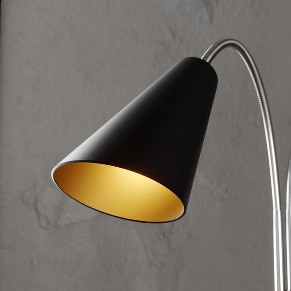 Podne Lampa Lucande, Medira, Crno, Dnevna soba, Metal, Moderan