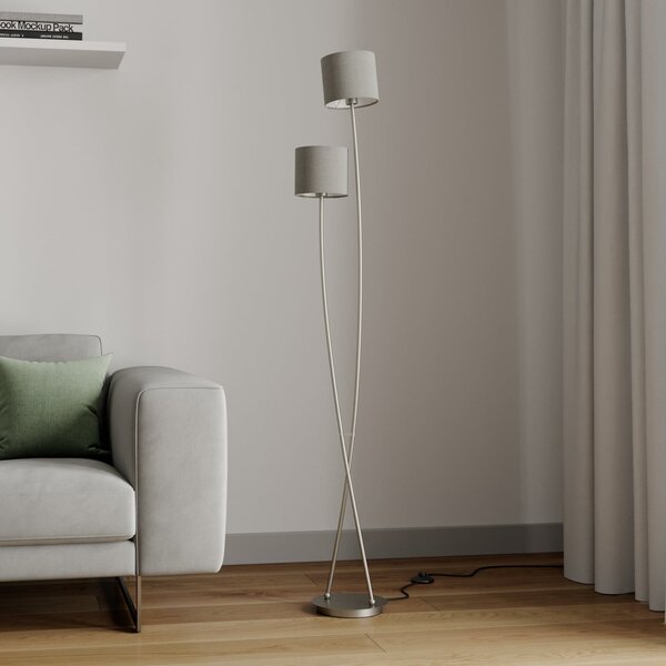 Podne Lampa Lucande, Juljana, Bež, Dnevna soba, Tkanina / tekstil, Moderan